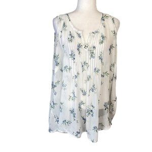Torrid Womens White Floral Sleeveless Pleated Summer Beach Tank Top Size 3X